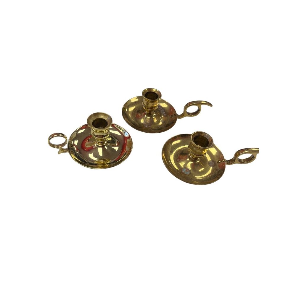 Baldwin Vtg 1 solid brass & 2 vtg made in England candle stick holders SKU 9934